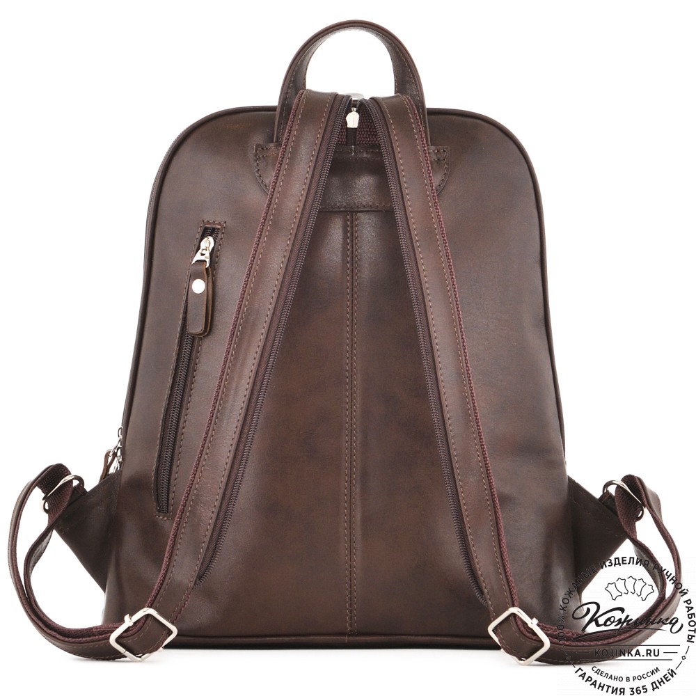  Женский кожаный рюкзак "Бэтси" (тёмно-коричневый) 